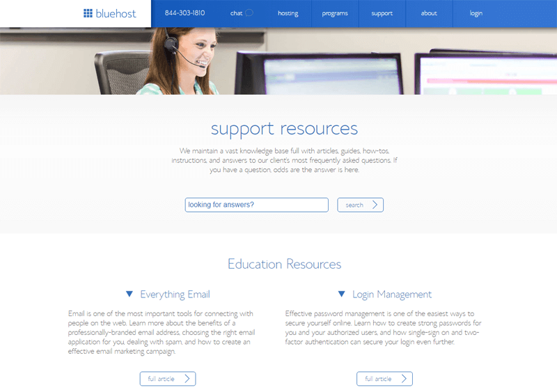 bluehost online customer support