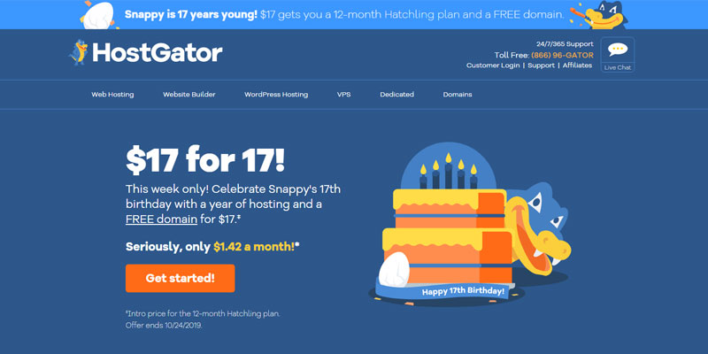 HostGator Happy Birthday Promotion