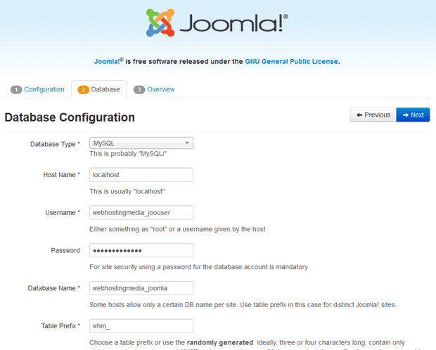 step2 connect joomla with database
