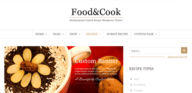 food cook recipe wordpress theme