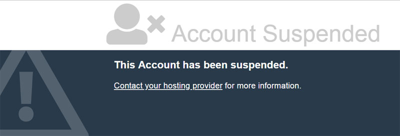this account has been suspended contact your hosting provider