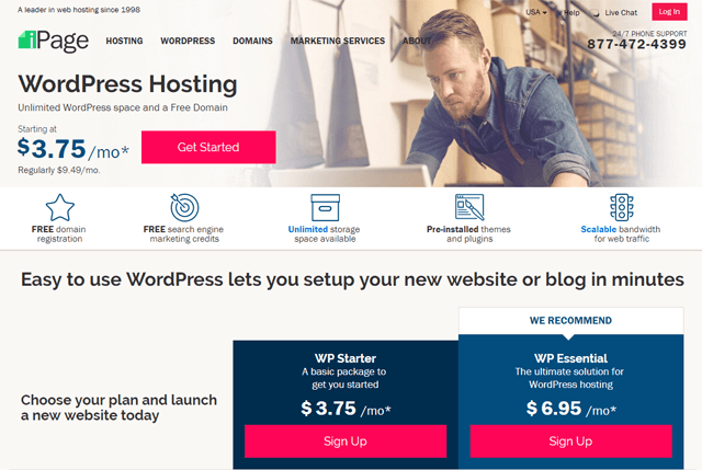 ipage wordpress hosting packages